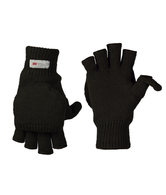 Mil-Tec Gloves with Removable Finger Section, Black