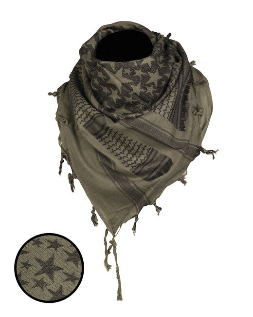 Mil-Tec Shemagh Stars, Black and Green