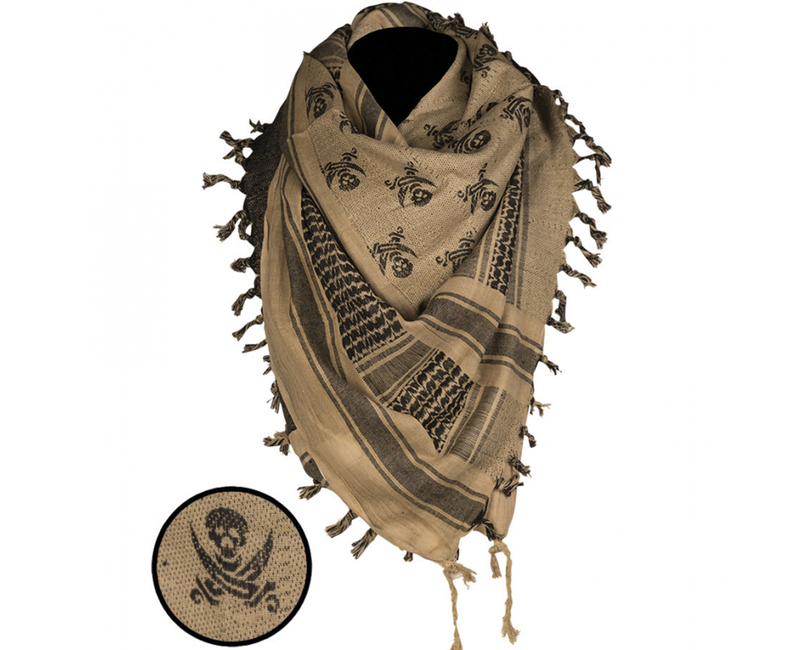 Mil-Tec Skull Arafatka, Coyote Black, 110 x 110cm