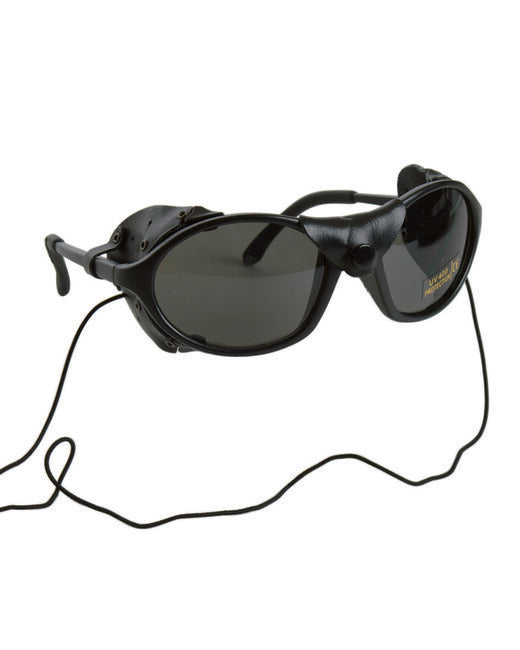Mil-Tec Sunglasses with Leather Wind Protection, Black