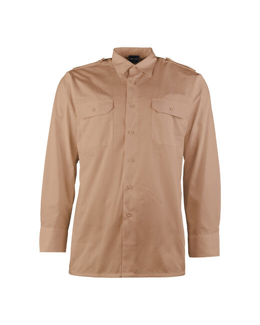 Mil-Tec Service Shirt Long Sleeve, Khaki