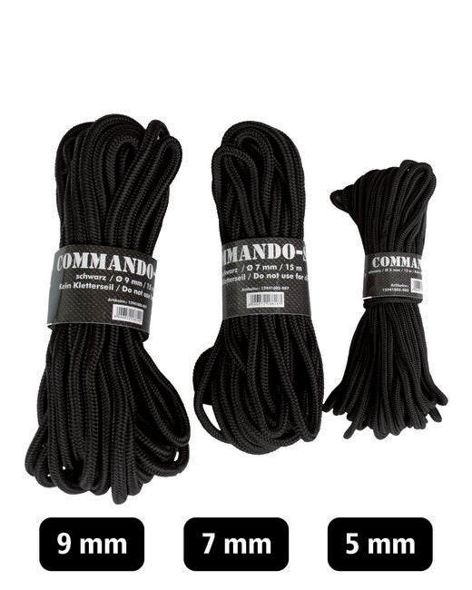 Mil-Tec Commando Paracord 7mm 15m, Black