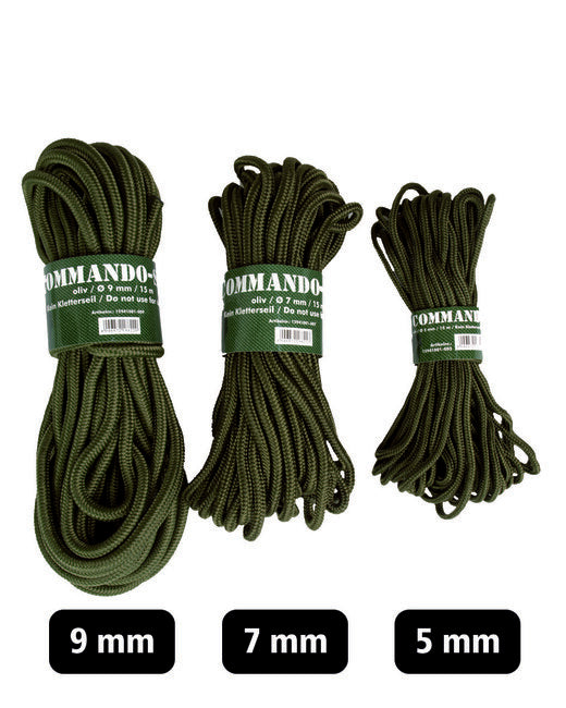 Mil-Tec Commando Paracord 9mm 15m, Olive