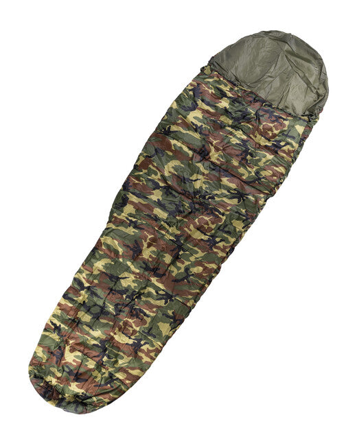 Mil-Tec Commando Sleeping Bag with Bivvy, Woodland