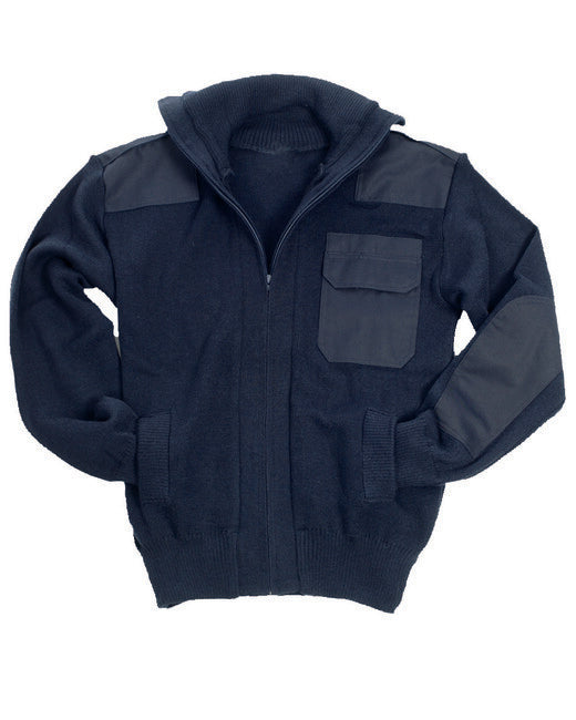 Mil-Tec Zip Sweater with Pocket, Navy Blue