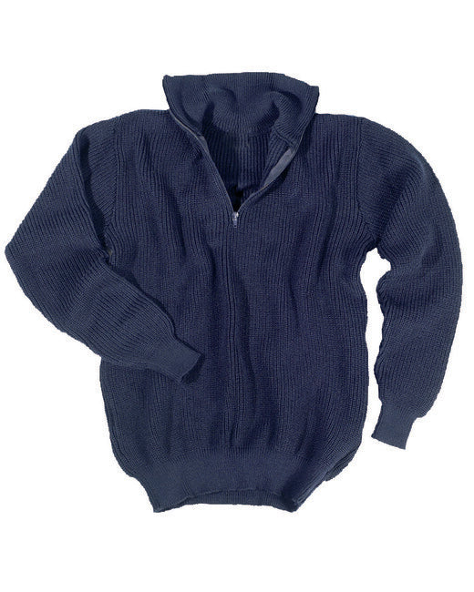 Mil-Tec Troyer Sweater with Collar, Navy Blue
