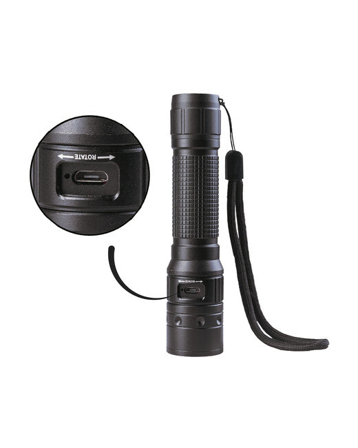 Mil-Tec OPERATOR MT1R Rechargeable Flashlight, Black