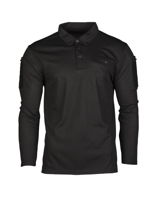 Mil-Tec Tactical Polo Shirt Long Sleeve, Black