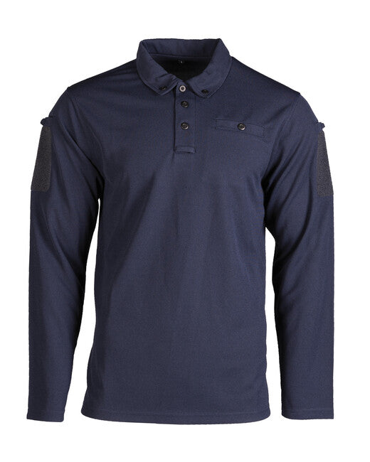Mil-Tec Tactical Polo Shirt Long Sleeve, Navy Blue