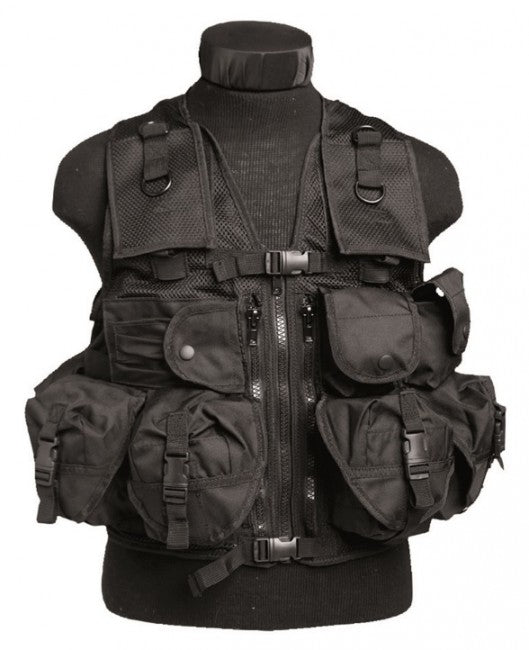 Mil-Tec Tactical Vest with 9 Pockets, Black