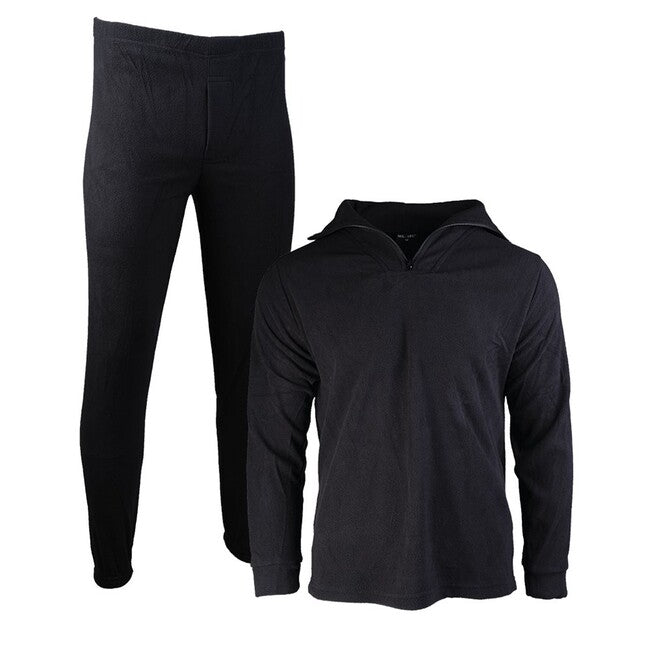 Mil-Tec Thermal Fleece Underwear with Zip, Black