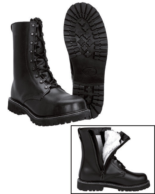 Mil-Tec BW Pilot Boots with Fur Lining, Black