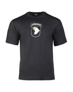 Mil-Tec T-Shirt Short Sleeve with 101 Airborne Insignia, Black