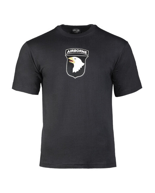 Mil-Tec T-Shirt Short Sleeve with 101 Airborne Insignia, Black