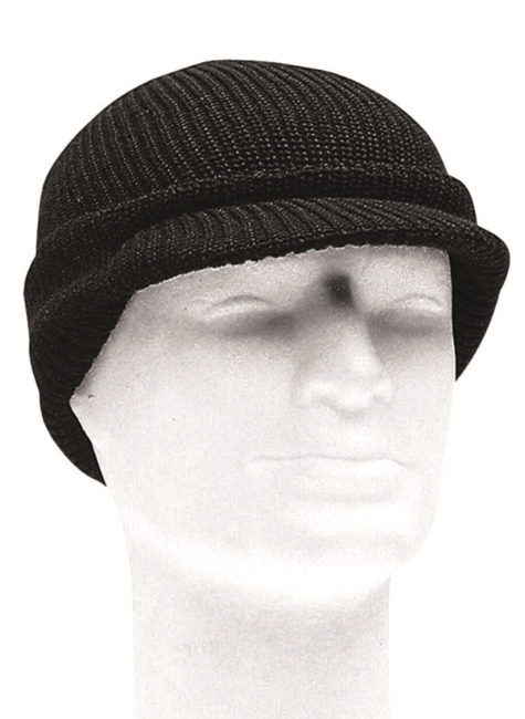 Mil-Tec US Knitted Cap with Visor, Black