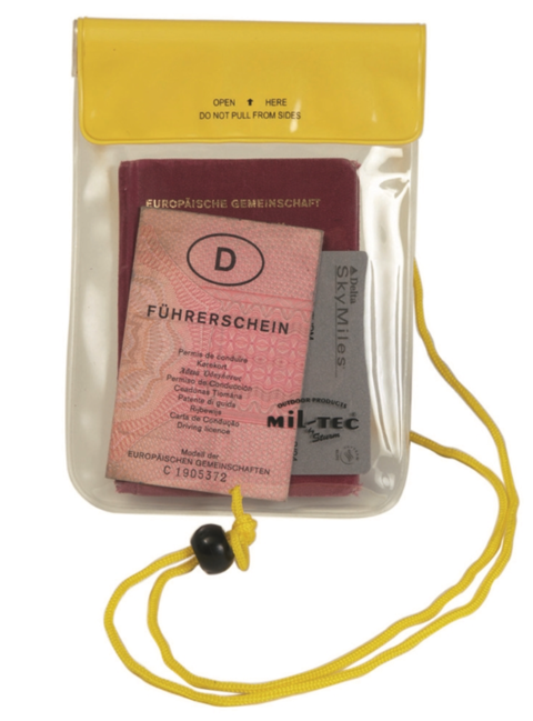 Mil-Tec Waterproof Neck Pouch, Yellow 130x200mm
