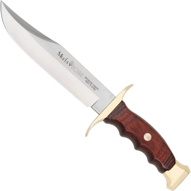 MUELA Bowie Fixed Blade Knife, Wood Handle, Brass Guard