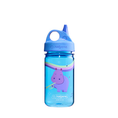 Nalgene Grip-n-Gulp Sustain Water Bottle 0.35L with Cap, Blue, Musical Hippo