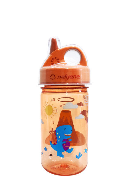 Nalgene Grip-n-Gulp Sustain Kids Water Bottle 0.35L Orange Volcano