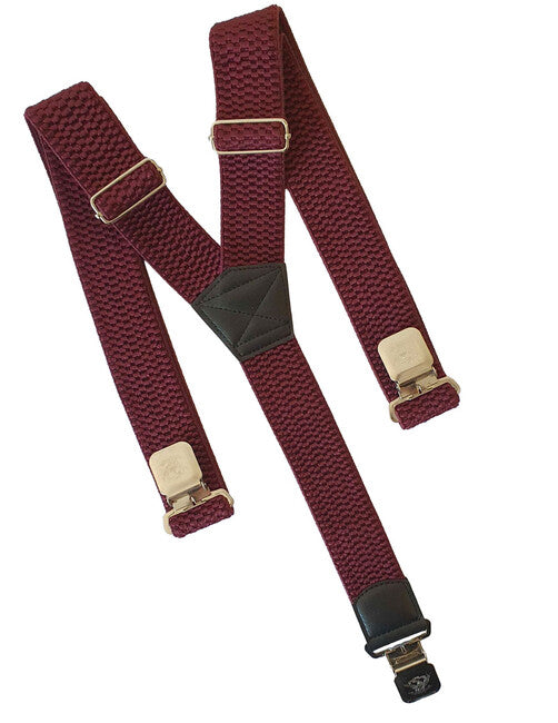 O&T Trouser Straps Natur Clip Bib Pants, Burgundy