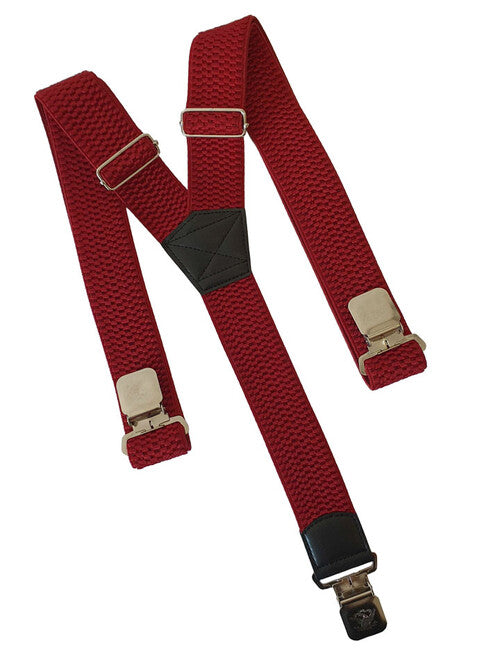 O&T Trouser Straps Natur Clip Bib Pants, Red