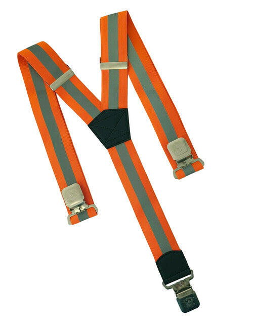 O&T Trouser Braces Natur Clip Bib Pants, Reflective Orange