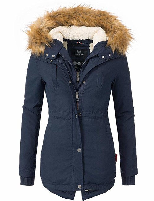 Marikoo Akira women's winter hooded jacket, dark blue