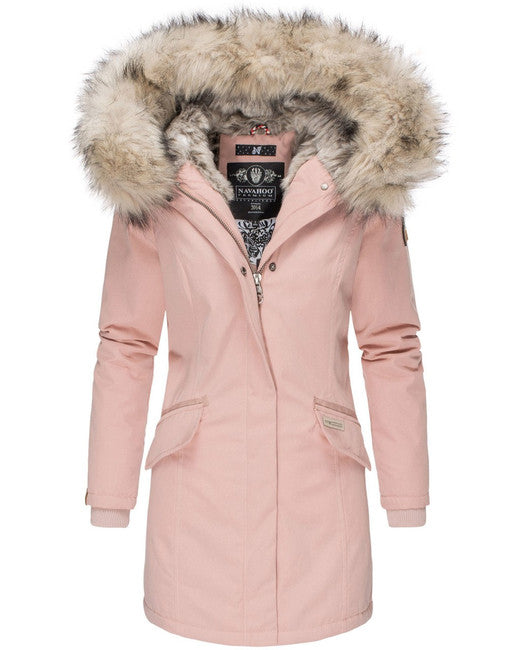 Navahoo Cristal women's winter jacket with hood and fur, pink
