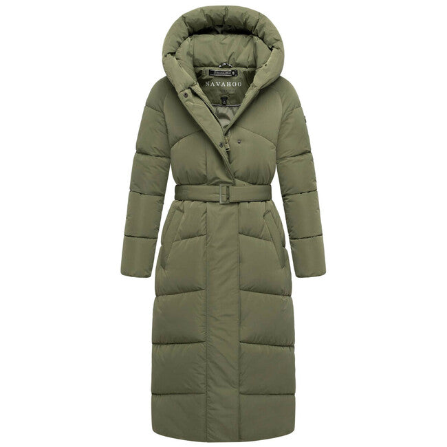 Navahoo Women's Long Winter Jacket EISBLICK, Olive Leaf
