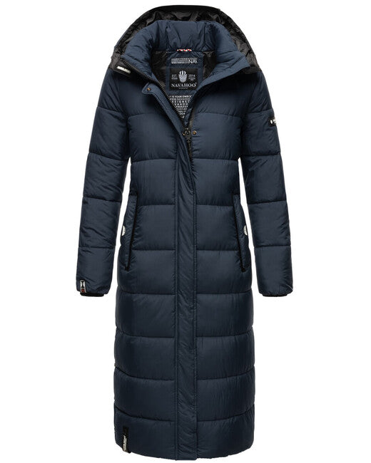 Navahoo Women's Long Winter Jacket with Hood Isalie, Navy Blue