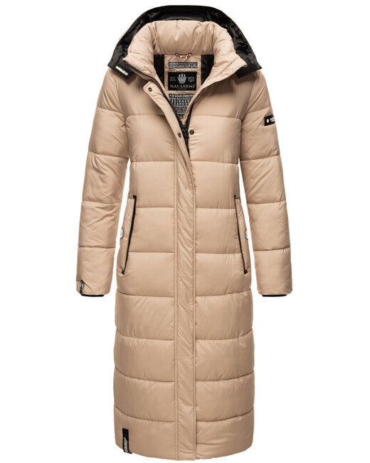 Navahoo Women's Long Winter Jacket with Hood Isalie, Taupe