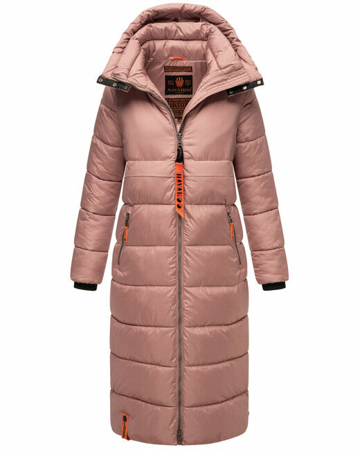 Navahoo Women's Long Winter Jacket with Hood Kristallblume, Pastel Purple