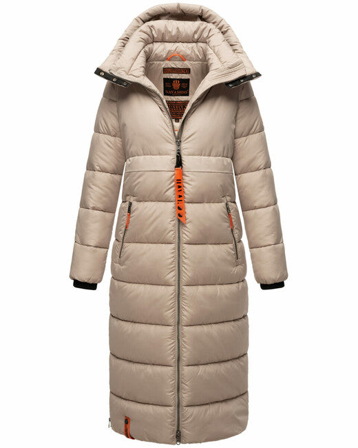Navahoo Women's Long Winter Parka Kristallblume, Taupe