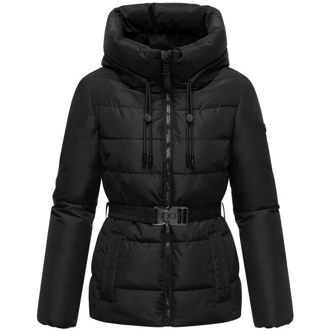 Marikoo Women's Winter Jacket HIMEE 16 with High Collar and Hood, Black