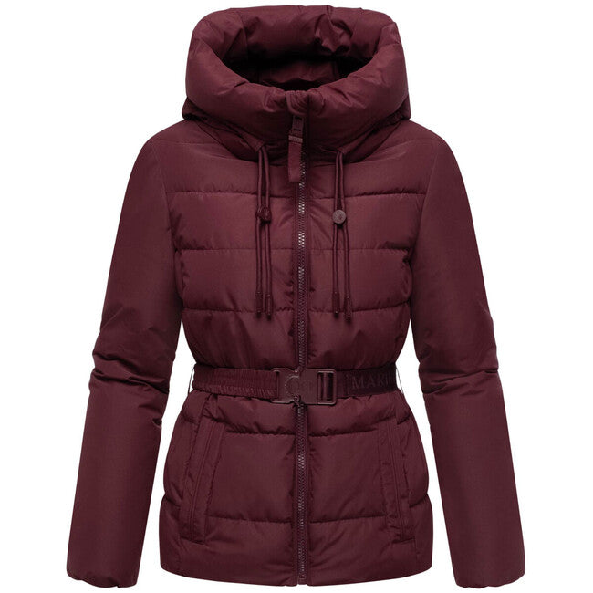 Marikoo Women's Winter Jacket HIMEE 16 with High Collar and Hood, Wine