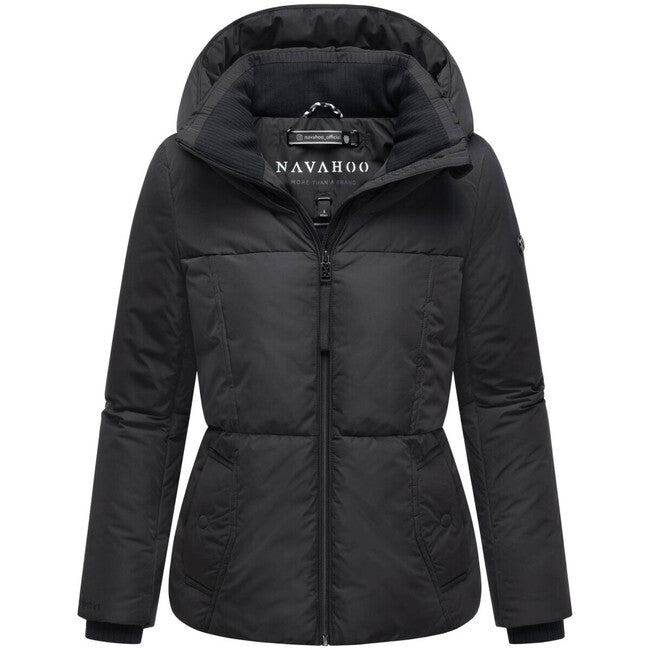 Navahoo Women's Winter Jacket FLÜSTERFEE 14 with Large Hood, Black