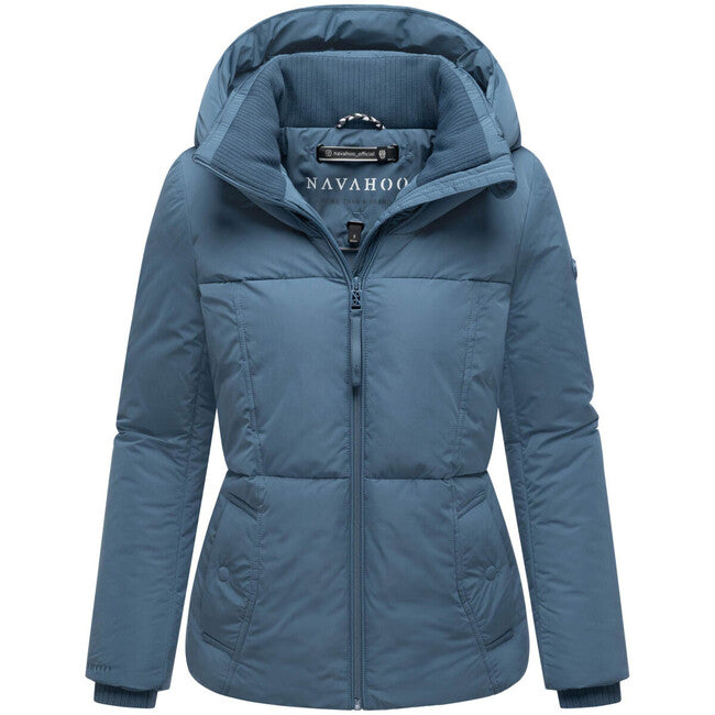 Navahoo Women's Winter Jacket FLÜSTERFEE 14 with Large Hood, Dusty Blue