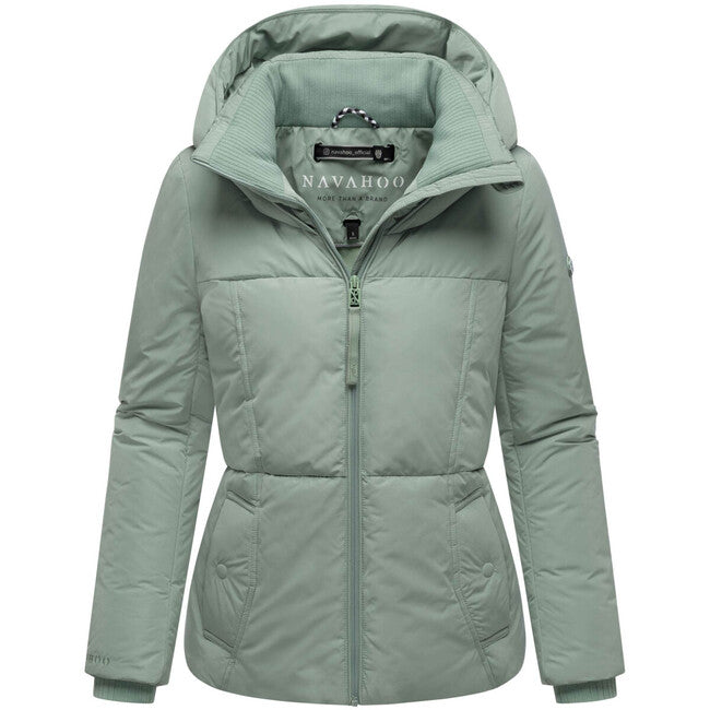 Navahoo Women's Winter Jacket FLÜSTERFEE 14 with Large Hood, Smokey Mint