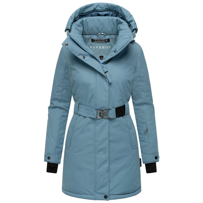 Navahoo Women's Winter Parka FROSTKUSS 14 with Removable Hood and Belt, Powder Blue