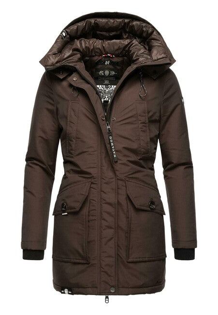 Navahoo Women's Winter Jacket with Hood Blizzardstorm, Dark Choco