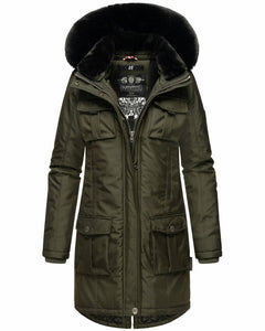 Navahoo Tiniis women's winter hooded jacket, Dark olive