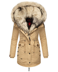 Navahoo Sweety women's winter parka with hood, beige