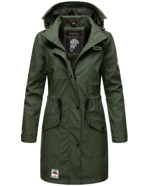 Navahoo Deike women's winter rain jacket with hood, olive
