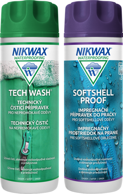 Nikwax 2 ks sada prípravkov Twin Tech Wash / Softshell Proof Wash-In 300ml