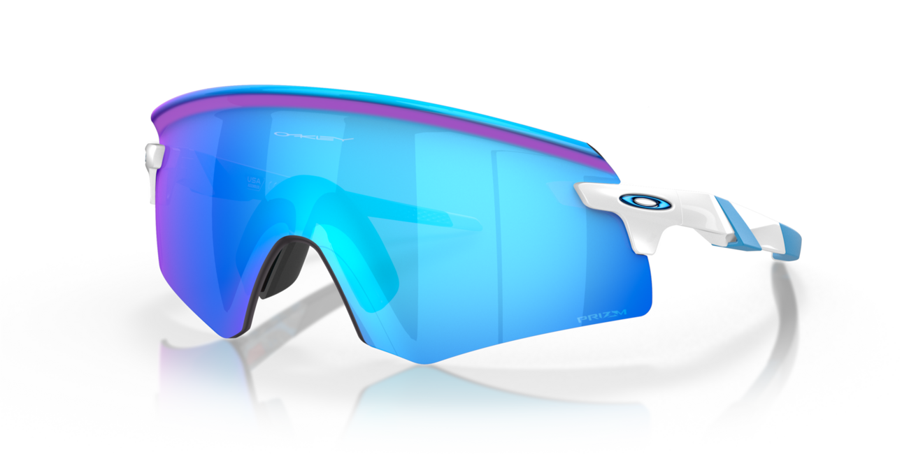 Oakley ENCODER Sunglasses, Polished White, Prizm Sapphire