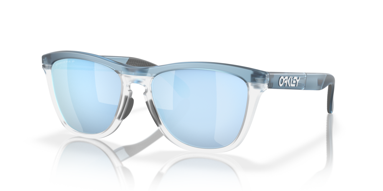Oakley FROGSKINS RANGE Sunglasses, Trans Stonewash/Clear Frame, Prizm Deep Water Polarized Lenses, 55