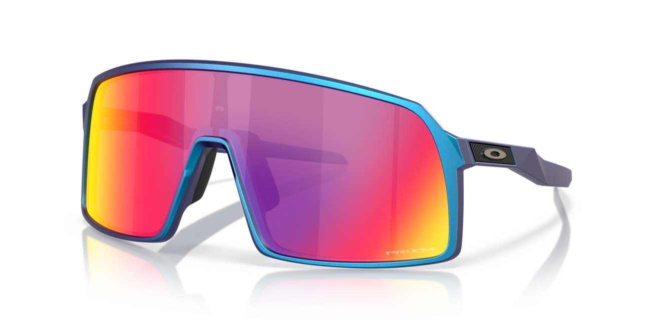 Oakley Sutro Sunglasses, Matte Cyan/Blue Colorshift Frame, Prizm Road Steel Lenses