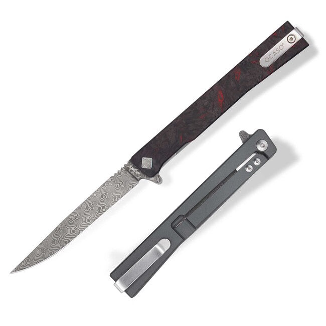 OCASO Zatvárací nôž Solstice Damascus Red