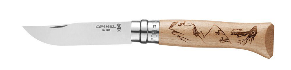 OPINEL Knife N°08 Folding 19 cm, Gravure Sport Rando
