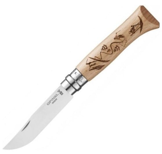 Opinel Folding Knife N°08 Gravure Sport Ski